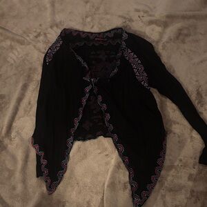 Rock & Roll Cowgirl Black Cardigan with Pink and Blue Accents